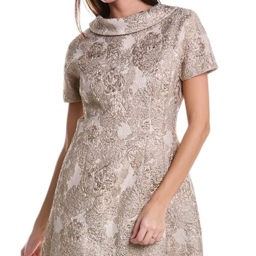 Teri Jon by Rickie Freeman Metallic Jacquard Cocktail Dress